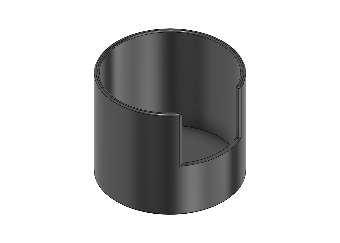 A Monster can holder with a finger notch, modelled in Fusion